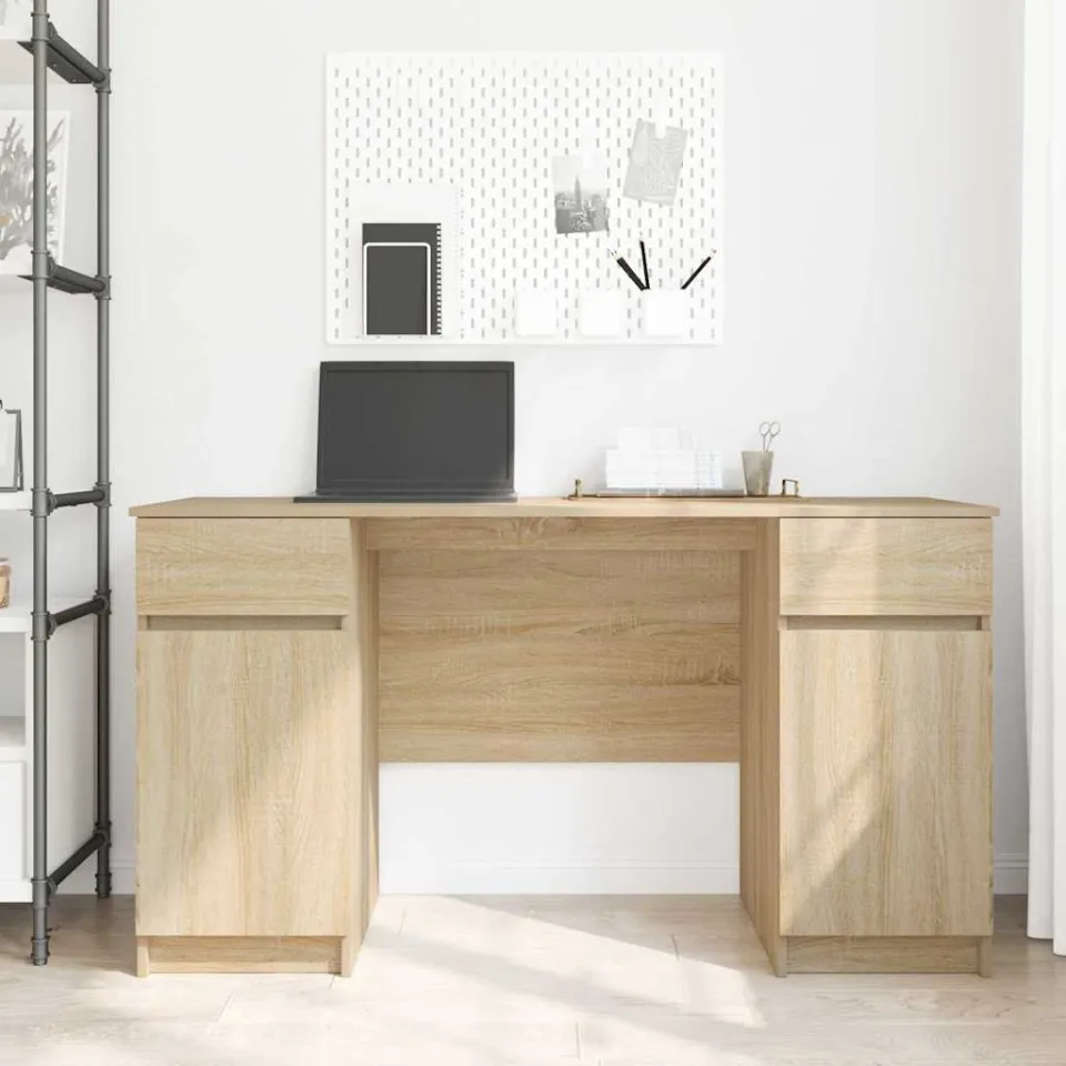 vidaXL Bureau Sonoma eiken 140 x 49 x 76 cm Bewerkt hout, foto 3