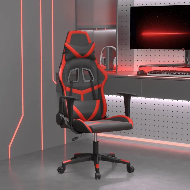 vidaXL Massage - gamestoel - kunstleer - zwart - en - rood zwart en rood