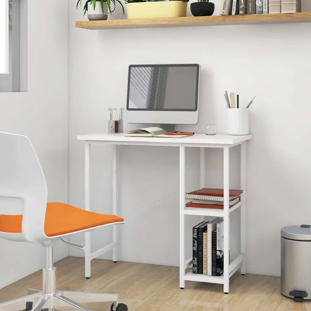 vidaXL Computerbureau 80x40x72 cm MDF en metaal wit, foto 2