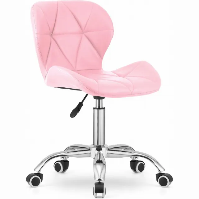 LEOBERT Bureaustoel AVOLA DORY-21 Roze, Kunstleer Zitting, Ergonomisch en Verstelbare Zithoogte, 5-Poot Chrome Basis, Geschikt voor Thuis en Kantoor, Max. 110 kg