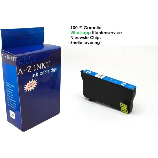 AtotZinkt inktcartridge voor Epson 35 XL / Epson 35XL C 1 x Cyaan Blauwe cartridge voor Epson WorkForce Pro WF-4740, WF-4730, WF-4720, WF-4725 mét chip