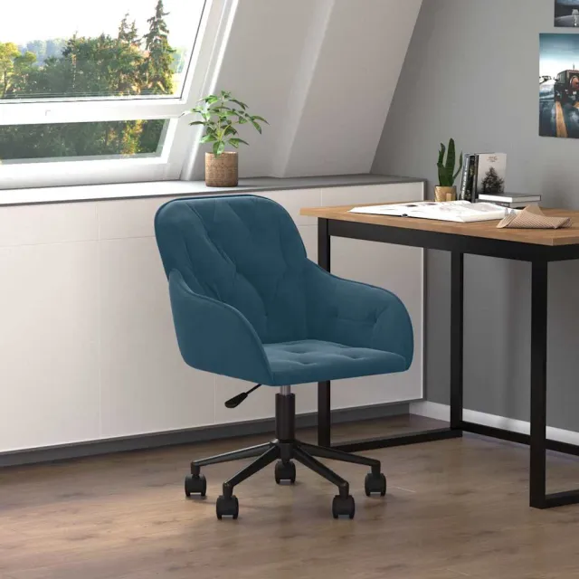vidaXL Kantoorstoel draaibaar fluweel blauw