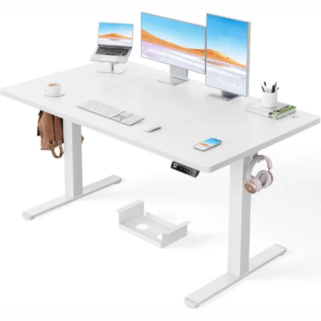 ErGear Agilestic Elektrisch Zit Sta Bureau 150x60 Cm - In Hoogte Verstelbaar Bureau Met Geheugenfunctie - Ergonomisch En Stabiel Werkbureau Wit