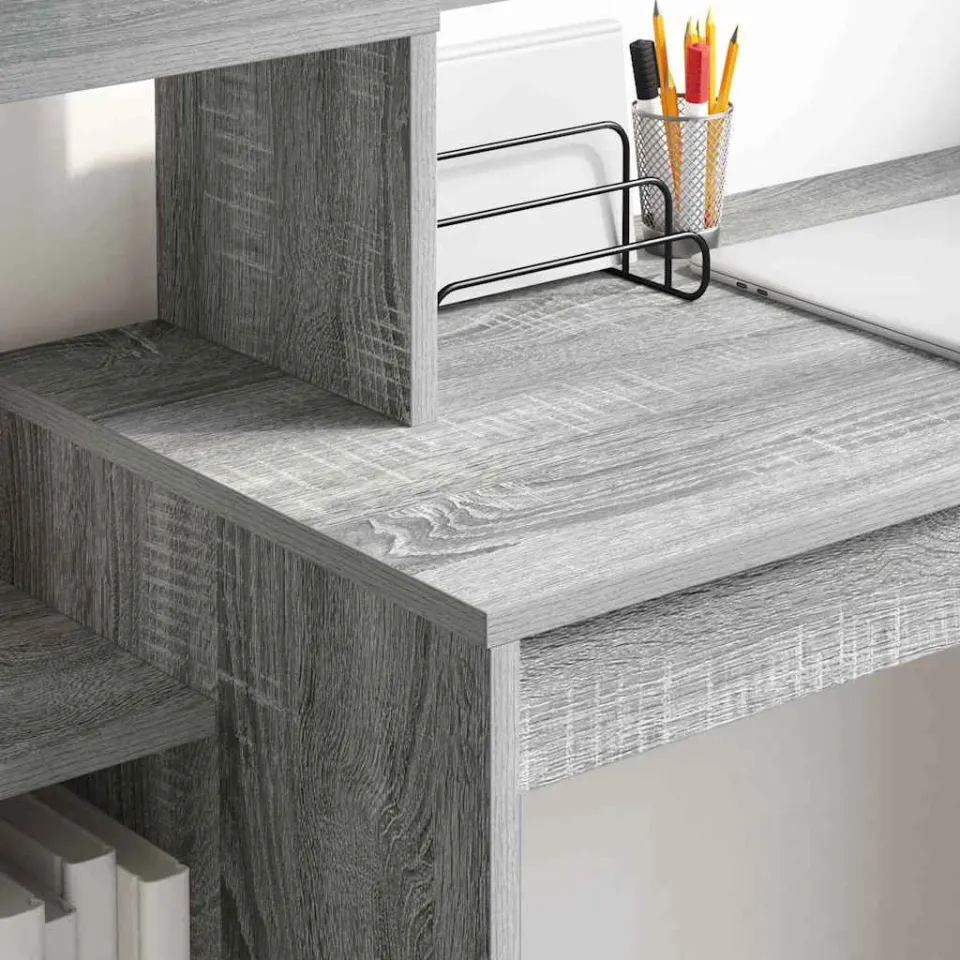 vidaXL Bureau Grijs Sonoma 100 x 40 x 90 cm Bewerkt hout, foto 4