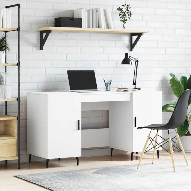 vidaXL Bureau 140x50x75 cm bewerkt hout wit, foto 2