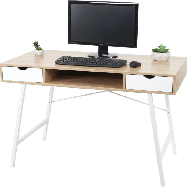 Cosmo Casa Bureau - Kantoortafel - Met Opbergruimte - Inclusief 2 lades - 76x120x60 cm Bruin