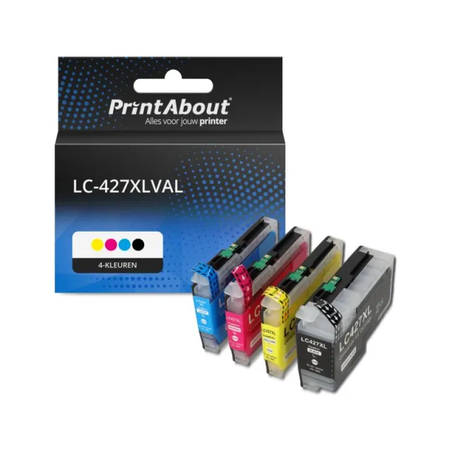 PrintAbout huismerk Inktcartridge LC-427XLVAL 4-kleuren Multipack Hoge capaciteit Geschikt voor Brother