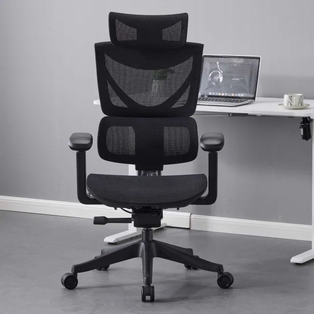 STILVORA Ergonomische Bureaustoel 73,4 x 73,4 cm - Drieknops Verstelling En Lendensteun - Thuiswerkplek - Netweefsel Zwart
