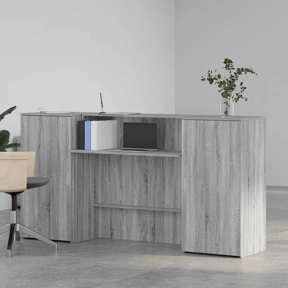 vidaXL Receptiebalie 200x50x103,5 cm bewerkt hout grijs sonoma eiken, foto 2