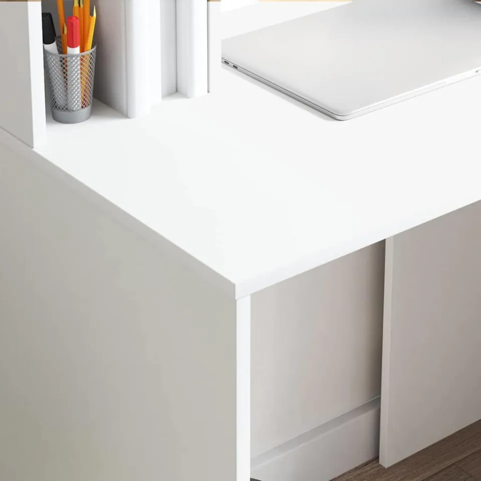 vidaXL Bureau Wit 91 x 50 x 149 cm Bewerkt hout, foto 3