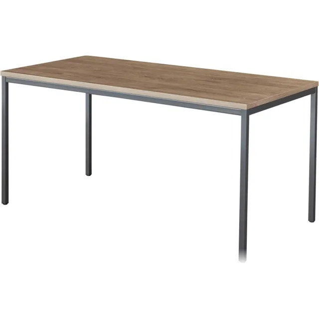 ABC Kantoormeubelen Bureautafel of kantinetafel breed 200CM diep 100CM bladkleur Licht Eiken framekleur Zwart (RAL9005) Zwart (RAL9005)/Licht Eiken