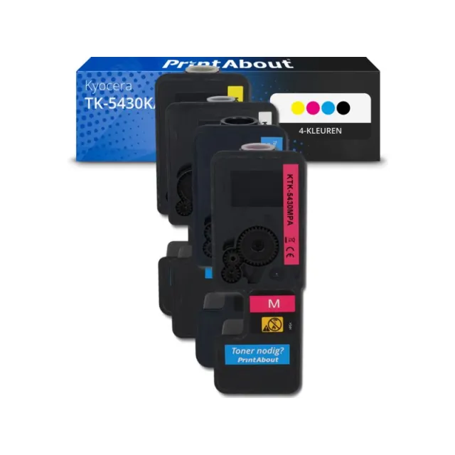 PrintAbout huismerk Toner TK-5430K/C/M/Y 4-kleuren Multipack Geschikt voor Kyocera