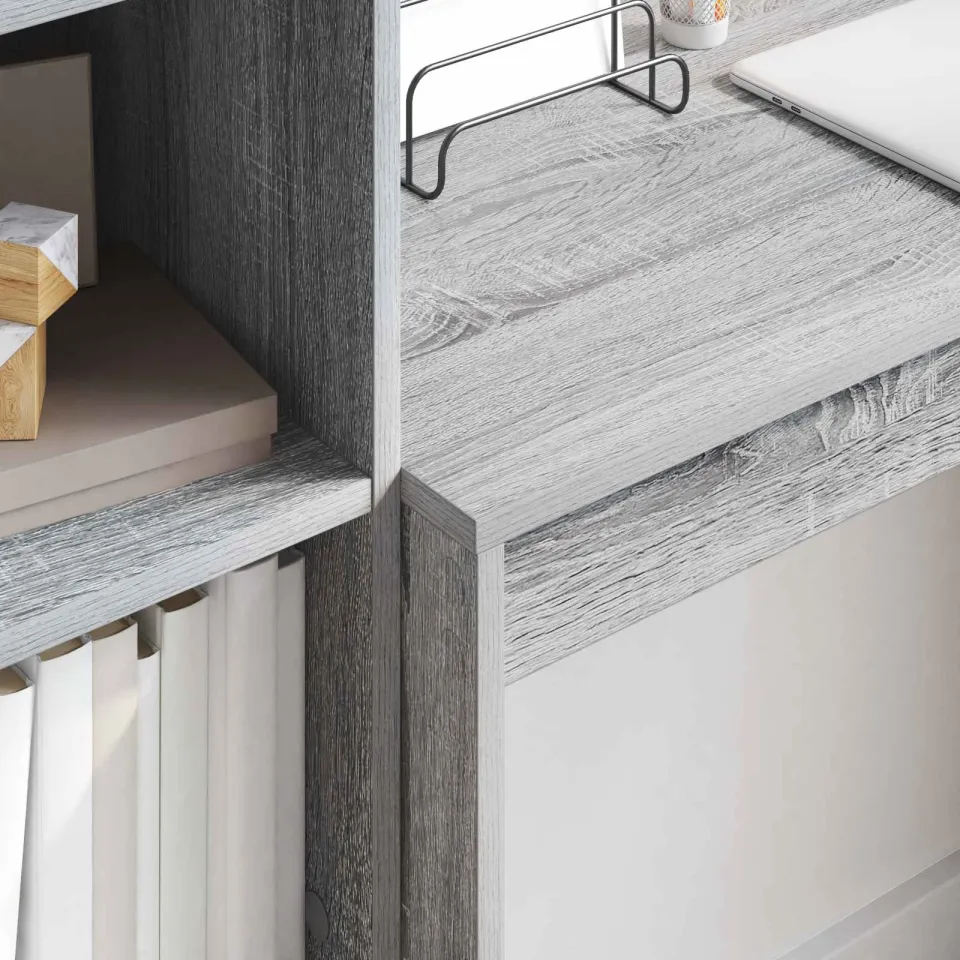 vidaXL Bureau Grijs Sonoma 135,5 x 40 x 127 cm 2 st, foto 4