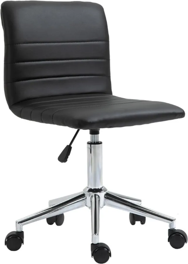 SVITA Kinder Bureaustoel Draaibare Bureau Stoel Met Faux Leer Bekleding Ergonomische Verstelbare Kinderstoel Zwart
