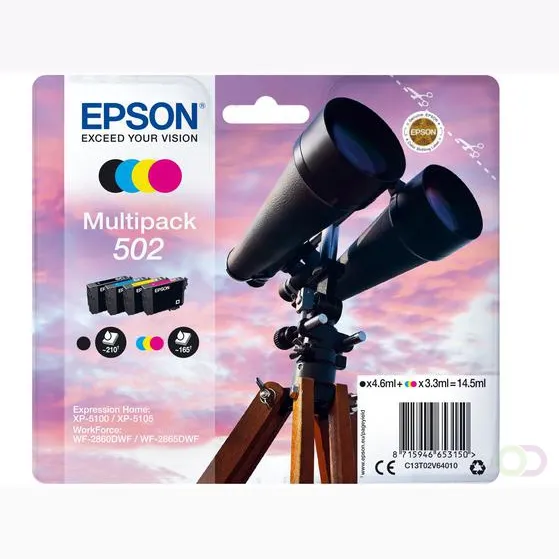 Epson Multipack 4-colours 502 Ink (C13T02V64020) zwart + kleur