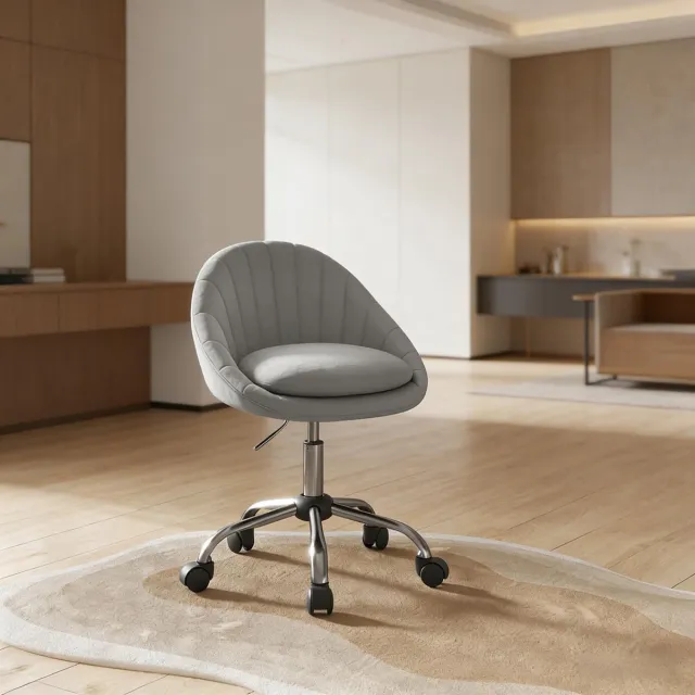 HAUSS SPOLE Bureaustoel - Ergonomisch Design - 360 Graden Draaibaar En Hoogteverstelbaar - Voor Thuis En Werkruimte - Fluweel Metaal - Lichtgrijs