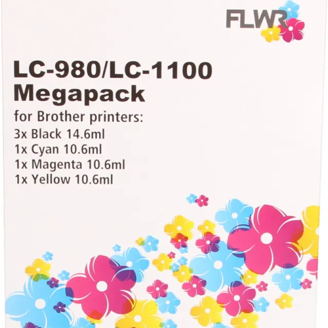 FLWR Cartridges / Brother LC980/1100 Megapack / zwart en kleur / Geschikt voor Brother
