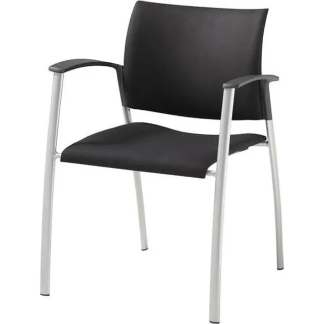 ABC Kantoormeubelen Vergaderstoel 1602 met armleggers Aluminium frame Zwart