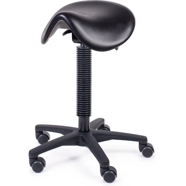 MTM zadelkruk HERTHA 200-N - zwarte pur zitting - kunststof kruisvoet - wielen - ergonomisch - 50/70 cm