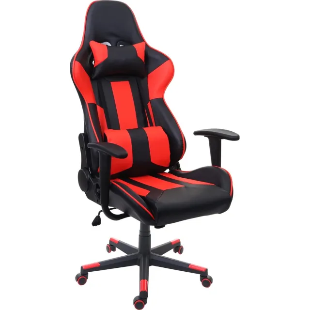 MCW Bureaustoel MCW-F84, bureaustoel gamestoel directiedraaistoel, kunstleer ~ zwart/rood