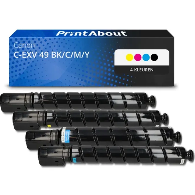 PrintAbout huismerk Toner C-EXV 49 BK/C/M/Y 4-kleuren Multipack geschikt voor Canon