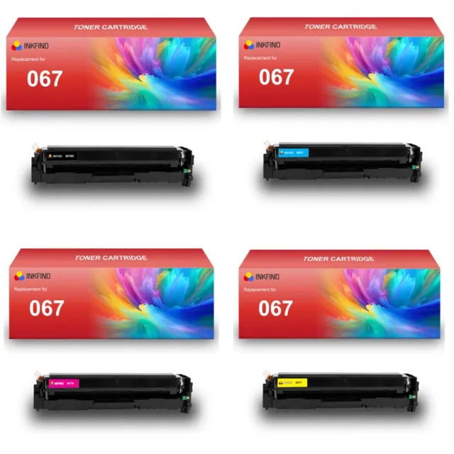 INKFIND 067 tonercartridge multipack van 4 stuks (Zwart+Cyaan+Magenta+Geel) compatibel met Canon 067 toner (Zwart+Cyaan+Magenta+Geel) geschikt voor Canon i-SENSYS LBP631Cw/633Cdw/632Cdw MF651/655/657/655Cw/657Cw/653Cdw/654Cdw/656Cdw- 4-pack BK/C/M/Y Zwart/Cyaan/Magenta/Geel