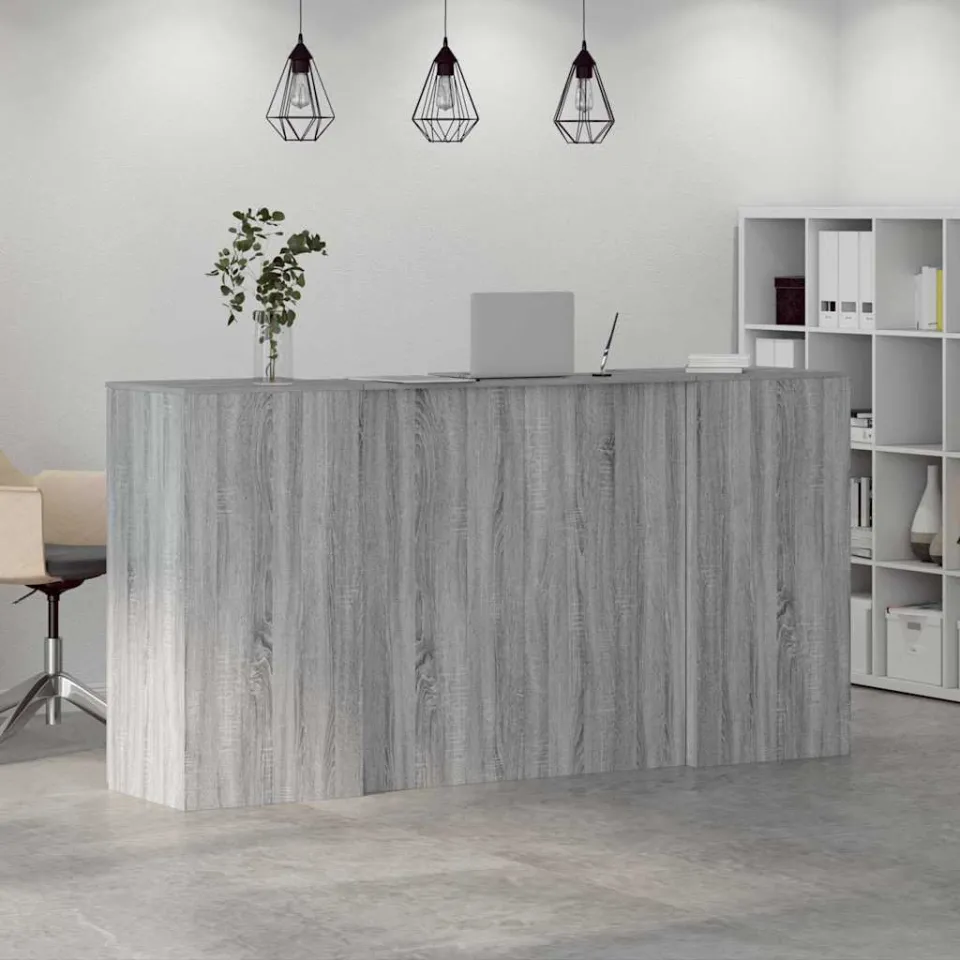 vidaXL Receptiebalie 200x50x103,5 cm bewerkt hout grijs sonoma eiken, foto 4