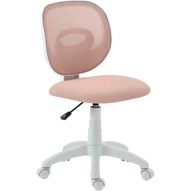 Homona Ergonomische bureaustoel - Zonder armleuningen - Met mesh rugleuning en C-vormige rugsteun - In hoogte verstelbaar en 360° draaibaar - 53 x 59,5 x 81-89 cm - Roze
