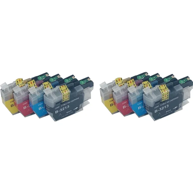 KATRIZ huismerk inkt voor|Brother 2x LC3213XL zwart+ 2x LC3213XL Cyaan + 2x LC3213XL Magenta +2x LC3213XL Yellow | (8stuks) - Met chip 2xZwart, 2xCyaan, 2xMagenta, 2xGeel