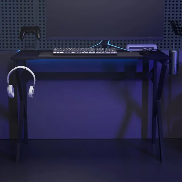 vidaXL Gamingbureau met K-vormige poten 110x60x75 cm zwart, foto 2