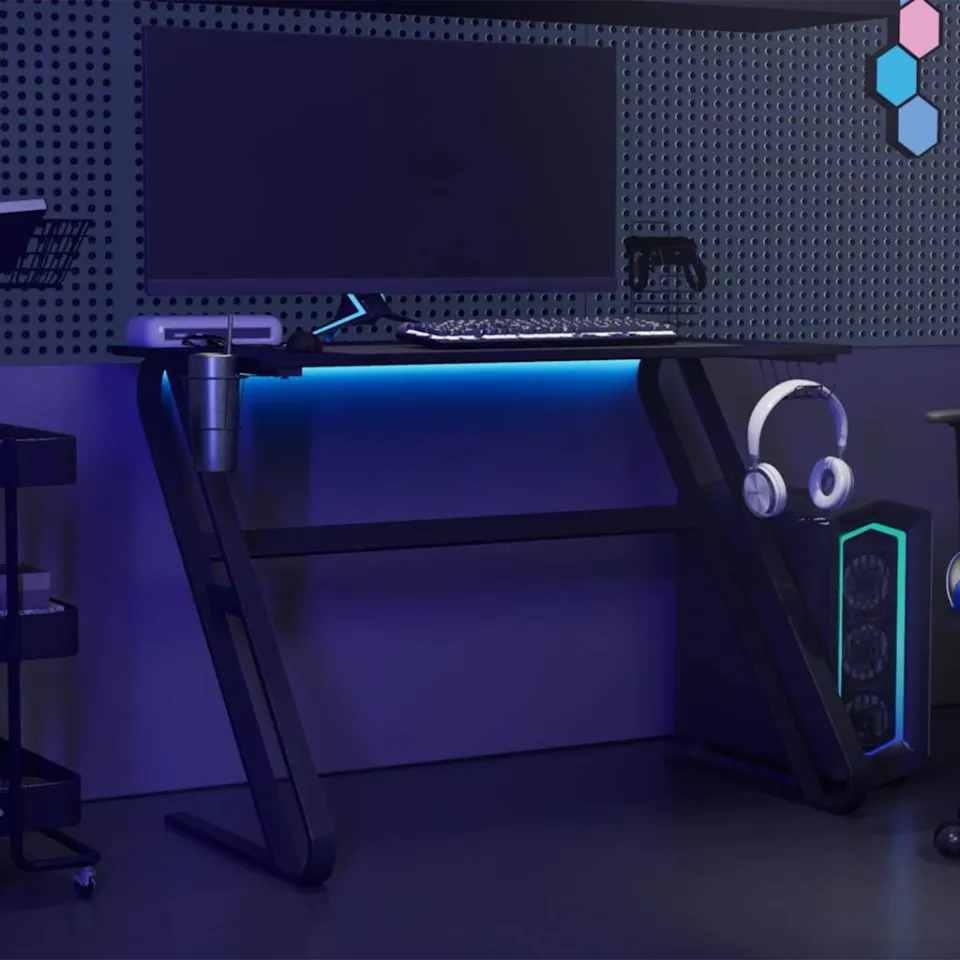 vidaXL Gamingbureau met ZZ-vormige poten 110x60x75 cm zwart, foto 3
