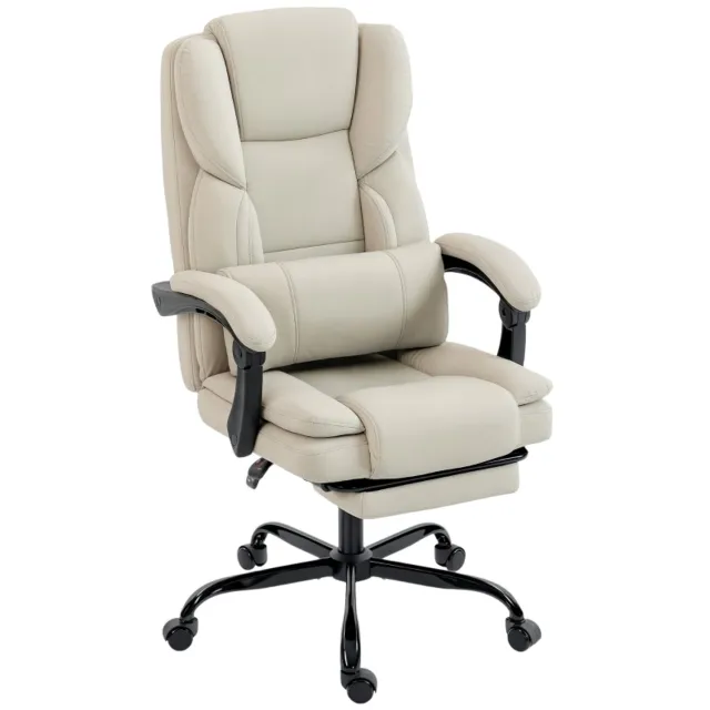 Clruro Bureaustoel - 65x67x111-119 cm - Verstelbaar - Voetensteun - Kunstleer - Beige Clruro