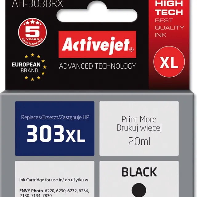 ActiveJet AH-303BRX inkt (vervanging HP 303XL T6N04AE; Premium; 20ml; zwart)