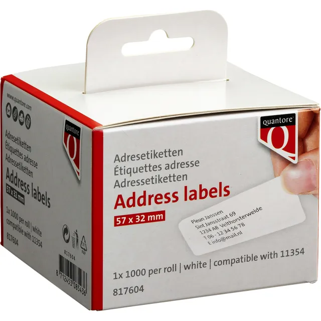 Quantore Labeletiket Quantore 11354 57mmx32mm adres wit 1000 stuks