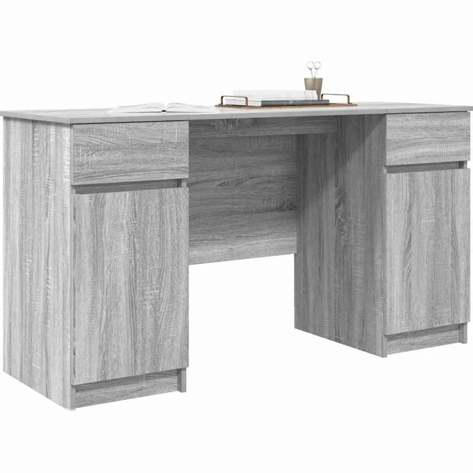 vidaXL Bureau Grijs sonoma 140 x 49 x 76 cm Bewerkt hout