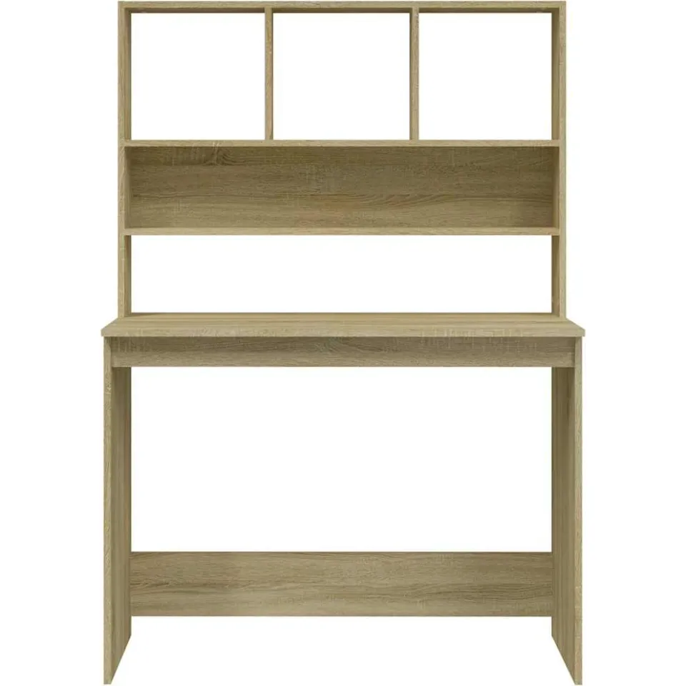 vidaXL Bureau met schappen 102x45x148 bewerkt hout sonoma eikenkleur, foto 4