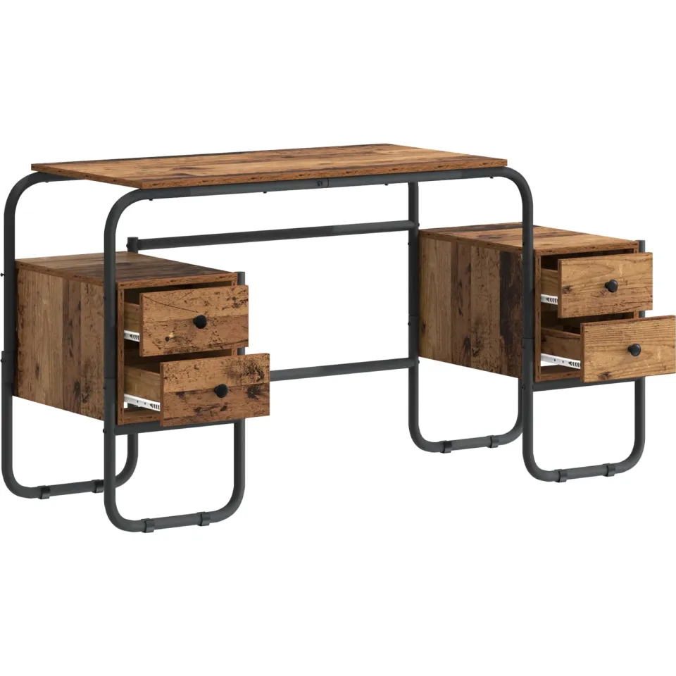 vidaXL Bureau met opbergruimte Oud hout 145 x 50 x 75 cm Bruin