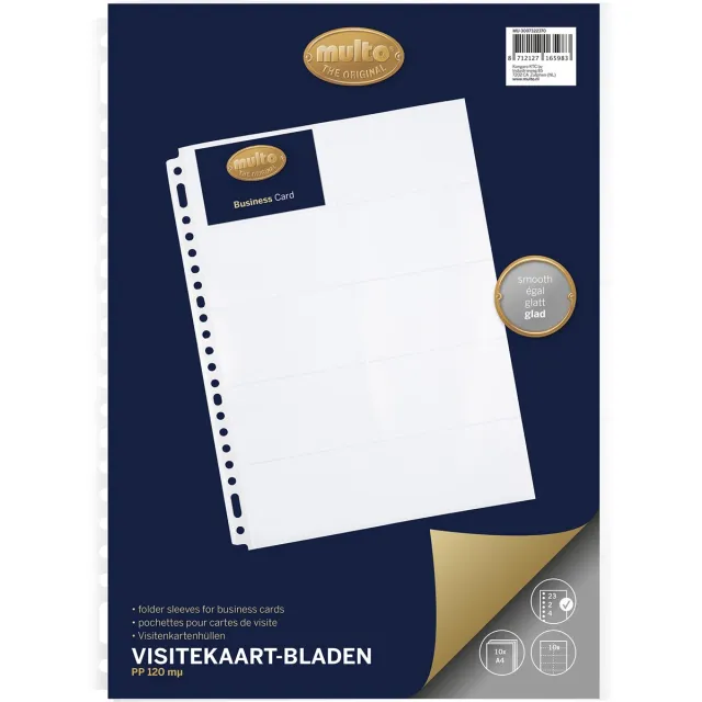 Multo geperforeerde showtas voor visitekaarten ft A4, 10 vakken, pak van 10 stuks