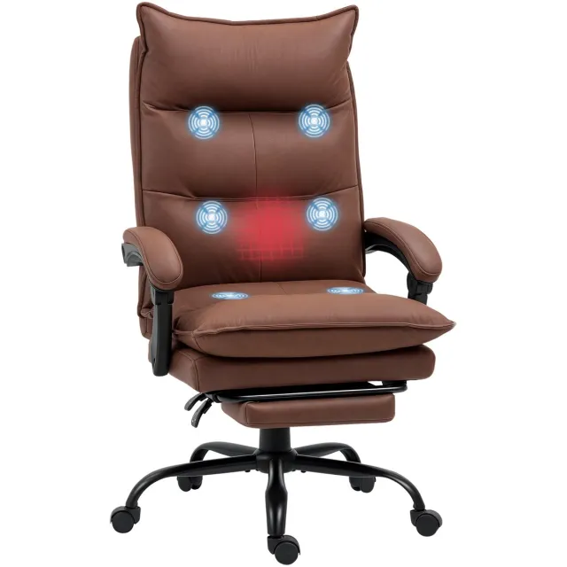 Vinsetto massage bureaustoel - Microvezel (100% polyester) - 74x66x121,5 cm - Bruin