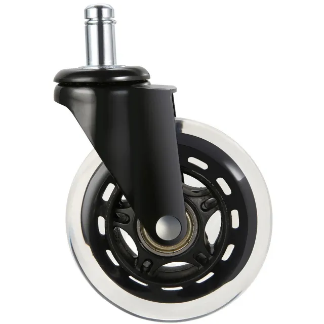 MUVANO 5 Stuks Bureaustoel Wielen - Zwenkwielen - Gamestoel Wielen – Krasvrij – Stil – Heavy Duty - Universeel - Voor Harde Vloeren - 7,6 cm zwart