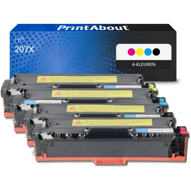 PrintAbout huismerk Toner 207X (W2210/11/12/13X) 4-kleuren Multipack Hoge capaciteit Geschikt voor HP