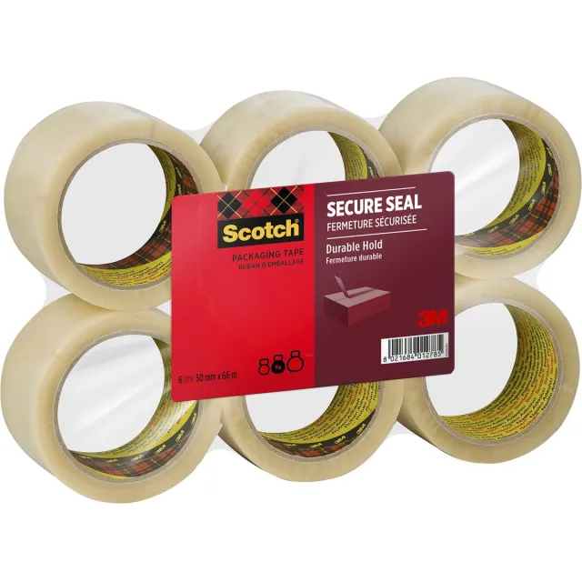 Scotch verpakkingsplakband Secure Seal, ft 50 mm x 66 m, transparant, pak van 6 stuks
