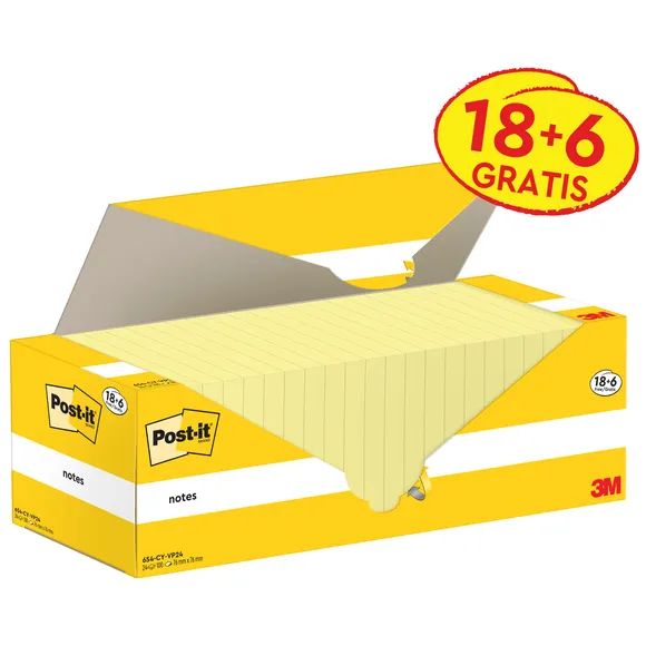 Post-It Memoblok 3M Post-it 654-CY 76x76mm geel voordeelpak