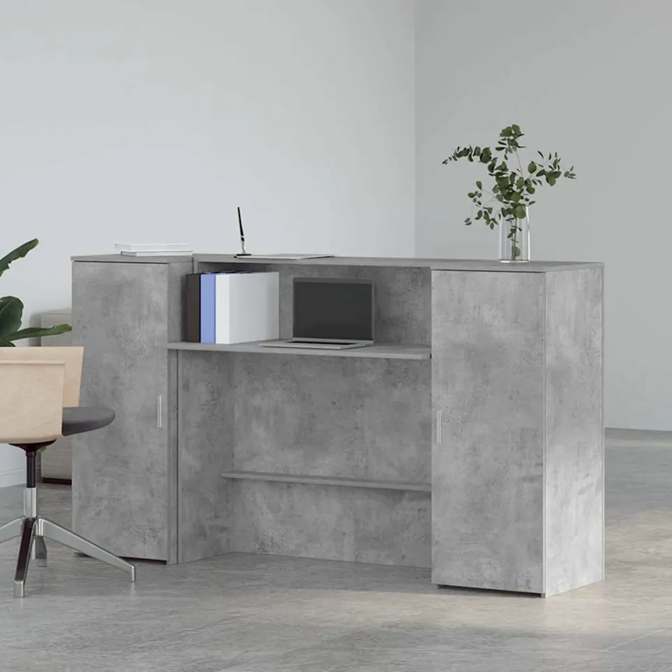 vidaXL Receptiebalie 180x50x103,5 cm bewerkt hout betongrijs grijs, foto 2