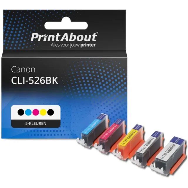PrintAbout Inktcartridge / Alternatief voor de Canon CLI-526BK / 5 Kleruen 5-kleuren
