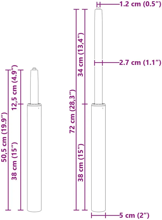 vidaXL Bureaustoel - Gas - Cilinder - Zwart - 505-720 - mm - IJzer