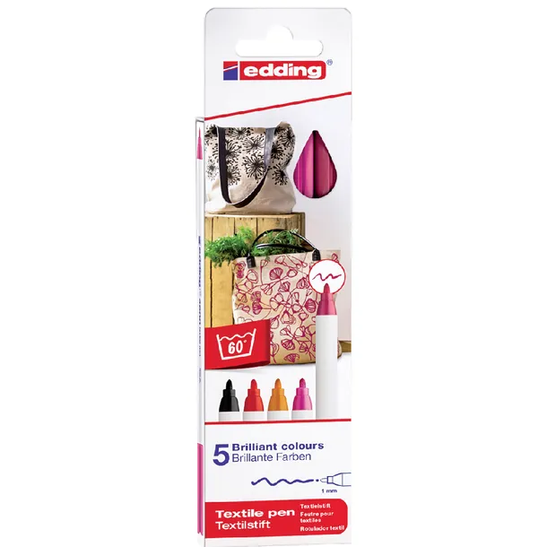 Edding Textielmarker edding 4600 rond 1mm warm assorti 5 stuks