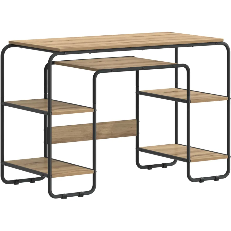 vidaXL Bureau met opbergruimte Artisanaal eiken 113.5 x 52 x 75.5 cm, foto 3