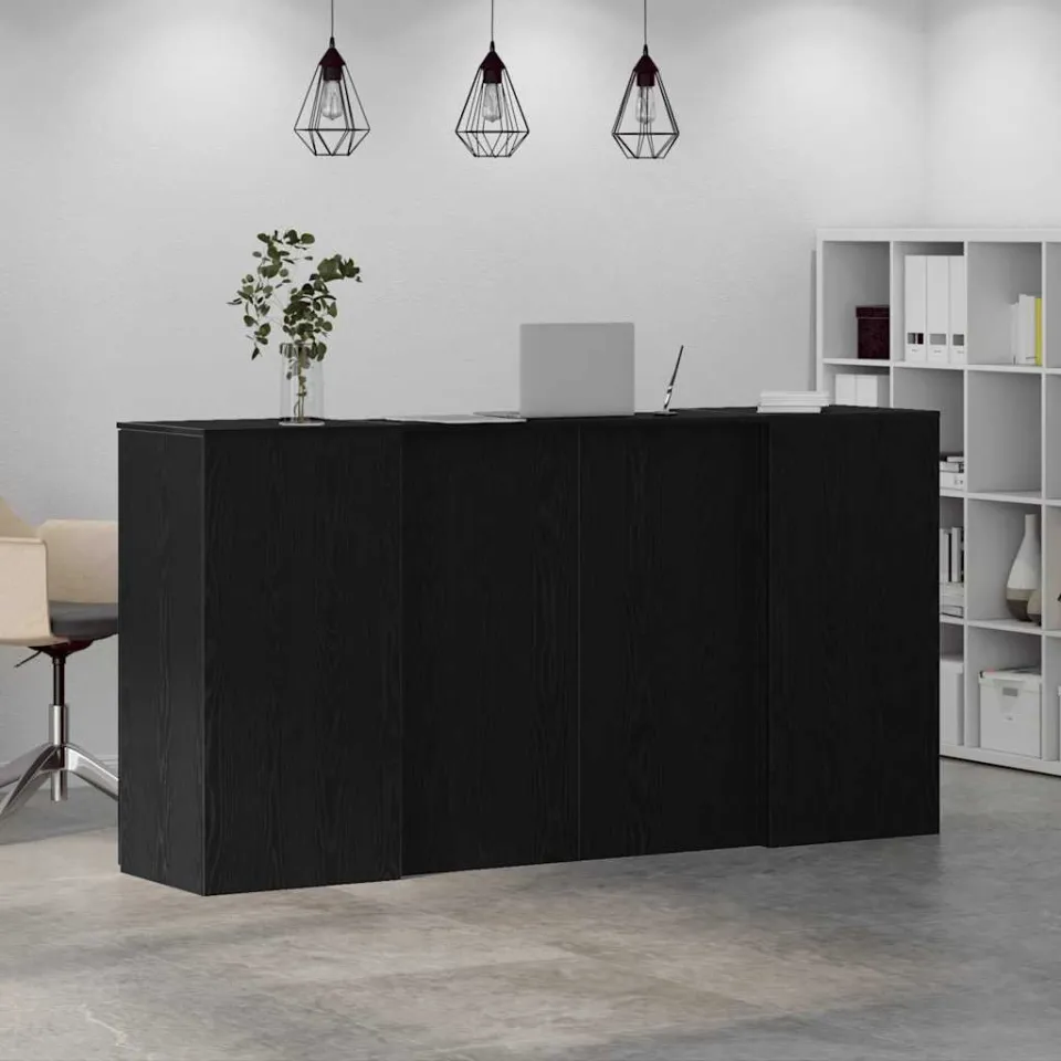 vidaXL Receptiebalie zwart eiken 200x50x103,5 cm bewerkt hout, foto 4