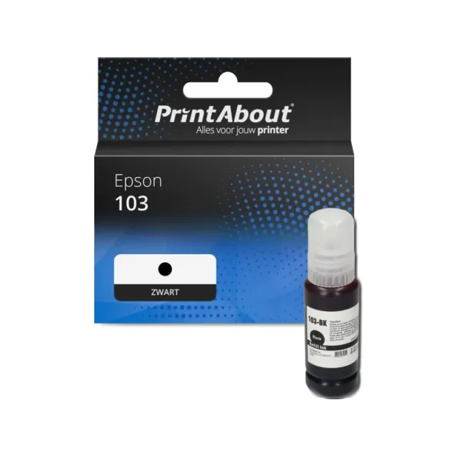 PrintAbout huismerk Inktcartridge 103 (C13T00S14A) Zwart Geschikt voor Epson